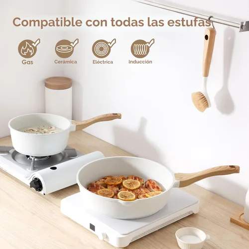 Vista 6 de SENSARTE Juego de utensilios de cocina de cerámica antiadherente de 16 piezas, juego de ollas y sartenes saludables, juego de cocina no tóxico