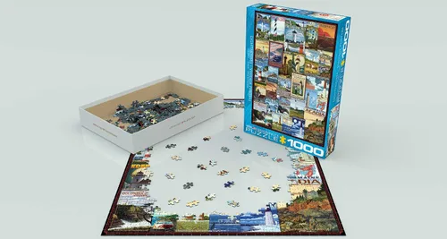 Vista 3 de EuroGraphics Lighthouses Vintage ADS Puzzle (1000 piezas), 6000-0779, azul