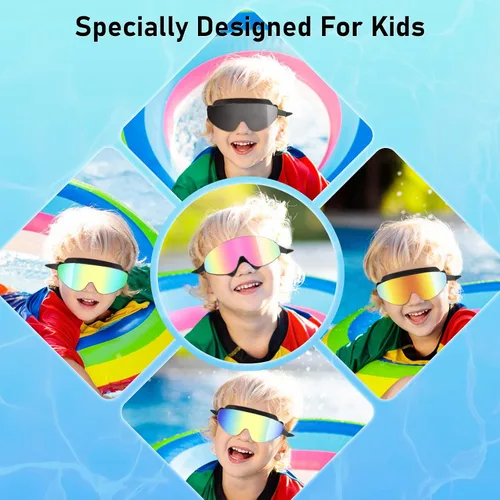 Vista 7 de Gafas de natación para niños, gafas de natación polarizadas para niños, visión amplia, antivaho sin fugas, gafas de natación para edades de 4 a 16