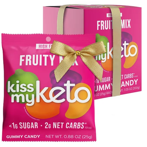 Vista 14 de Kiss My Keto Gomitas sin azúcar, mordeduras de bayas, paquete de 8 – Satisface los antojos mientras te mantienes en cetosis – Alto en fibra, 0.17 oz