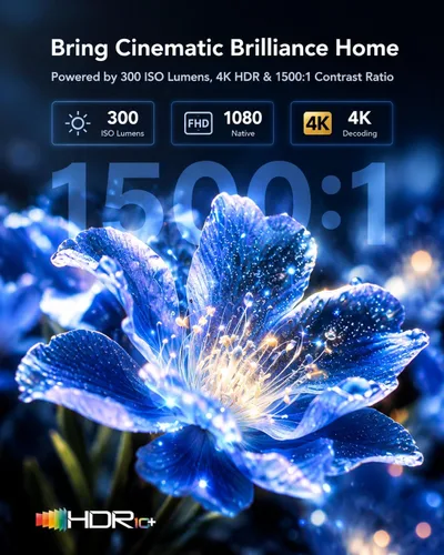 Vista 4 de Proyector inteligente Google TV, Netflix con licencia, FHD nativo Negro