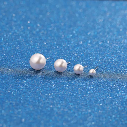 Vista 6 de Aretes de plata de ley chapados en oro blanco de 18 quilates con perlas de imitación para mujer, aretes de boda de perlas blancas, joyería