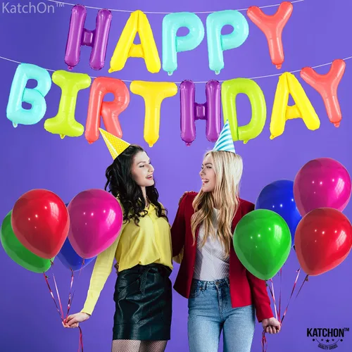 Vista 7 de KatchOn, Globos de feliz cumpleaños en forma de dona – 16 pulgadas Cartel de globos de feliz cumpleaños para decoraciones de cumpleaños