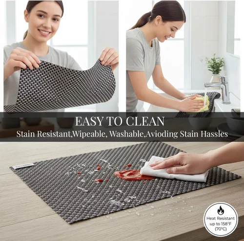 Vista 4 de Decozen Juego de 4 manteles individuales – Protector de mesa para decoración de cocina, resistente a los arañazos al calor, manteles individuales