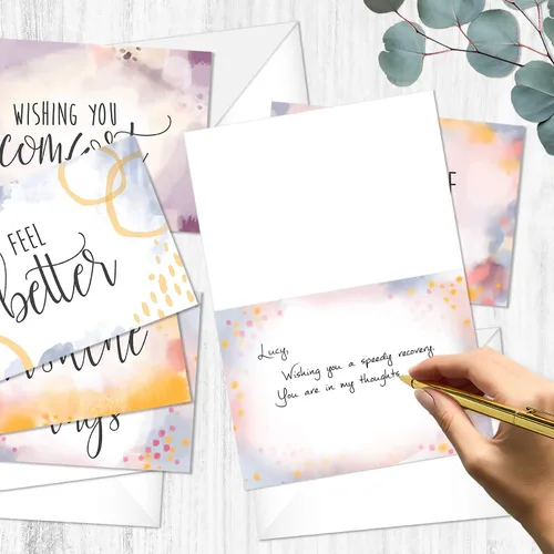 Vista 3 de Canopy Street Simple Sentiments - 25 paquetes de tarjetas de felicitación y ánimo con sobres blancos / 5 diseños reflexivos / Tarjetas de 5" x 7