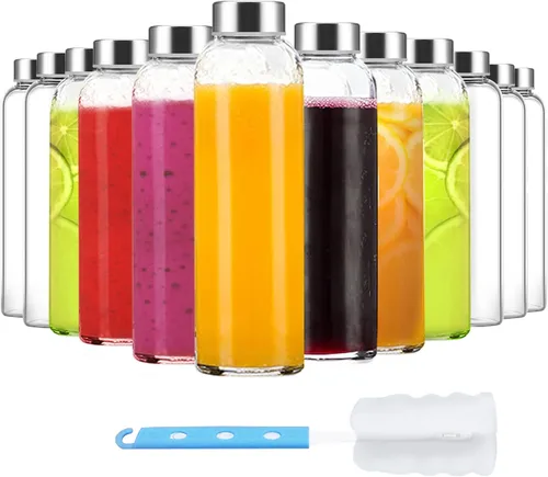 Vista 10 de Luxfuel Botellas de vidrio transparente con tapas, botellas de agua