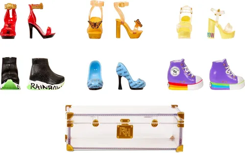Vista 8 de Rainbow High Armario de moda de lujo para más de 400 looks. Juego portátil de acrílico transparente con más de 31 ropa y accesorios de muñeca