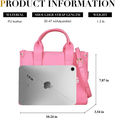 Vista 3 de Bolso de mano para mujer, bolso de mano de cuero a la moda, pequeño bolso cruzado personalizado con asa superior para el trabajo y viajes