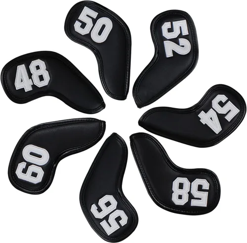 Vista 3 de Scott Edward Prof 7pcs Cuña de cuero Golf Iron Head Covers Club Protector Impermeable y Resistente a los arañazos 48 50 52 54 56 58 60 grados Número