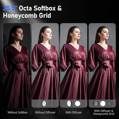 Vista 3 de EMART Softbox Lighting Kit with Grid, 135W 25.5" Soft Box for Photography