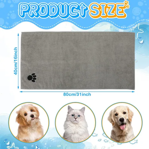 Vista 3 de Chumia Paquete de 4 toallas para perros para secar el aseo de mascotas, absorbentes, de microfibra suave, de secado rápido, para invierno, grandes