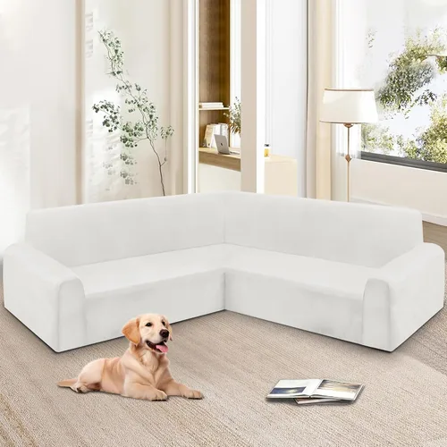 Vista 91 de HDCAXKJ Fundas de sofá seccional de esquina de terciopelo elástico en forma de L, juego de fundas deslizantes suaves y gruesas en forma de U