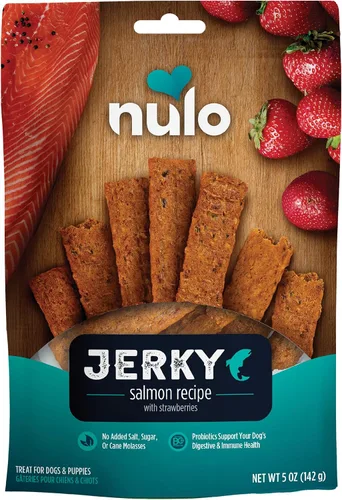Vista 8 de Nulo Premium Jerky Strips - Golosinas para perros, tiras de cecina con alto contenido de proteínas sin granos hechas con probiótico BC30 para apoyar