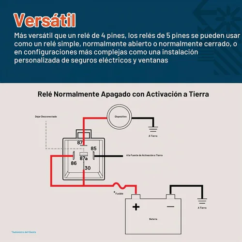 Vista 2 de Juego de arnés de interruptor de relé impermeable Ols de 30/40 Amperios; relés para auto, de doble tiro, unipolar de 12 V, 5 pines, cables