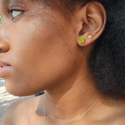 Vista 77 de Aretes de piedra preciosa natural en bruto con oro amarillo sobre plata de ley 925, 6 a 0.276 in, regalo de piedra de nacimiento de calidad genuina