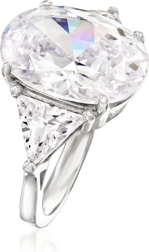 Vista 3 de Ross-Simons 10.00 ct. t.w. Oval and Trillion-Cut CZ Ring in Sterling Silver