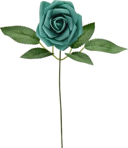 Vista 15 de Wrapables® Flor de rosa artificial, flores de tacto real para ramos de boda y centros de mesa, aguamarina