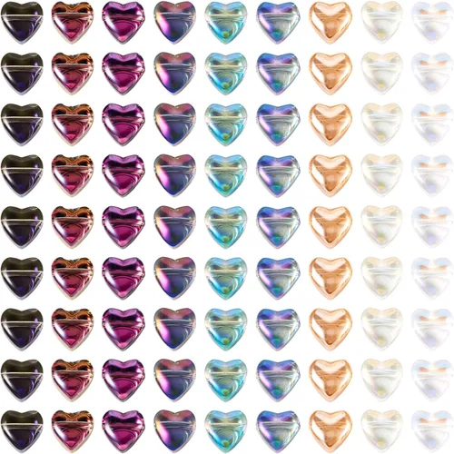 Vista 7 de 180 cuentas de cristal galvanizadas con forma de corazón de amor, cuentas espaciadoras de corazón pequeño, cuentas transparentes para San Valentín