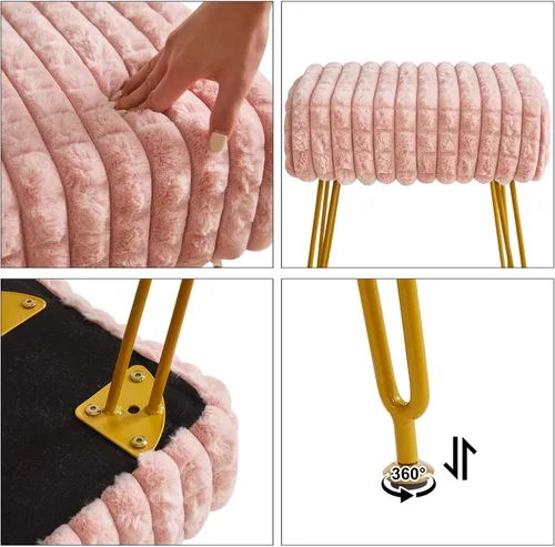 Vista 7 de IBUYKE Taburete Rectángulo con Reposapiés Otomano, Taburete de Tocador de Maquillaje, Mesa Auxiliar, Asiento de Tocador de Terciopelo, Silla