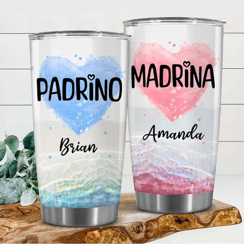 Vista 5 de WHIDOBE Juego de vasos personalizados para padrinos, copa Padrino y Madrina, idea de regalo para padrinos, Quieren Ser Mis Padrinos De Bautizo