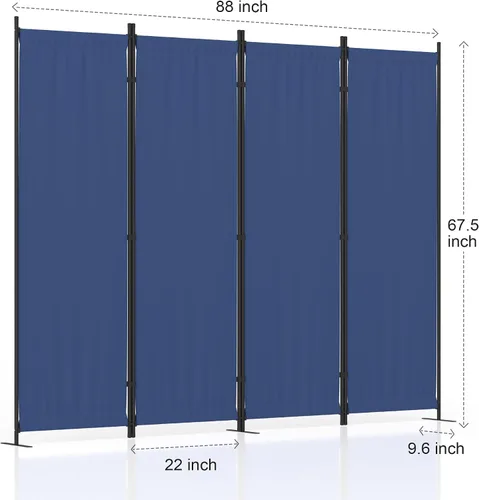 Vista 3 de GOJOOASIS Divisores de habitación, pantallas de privacidad plegables de 4 paneles (2 x azules)