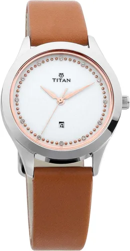 Vista 2 de Titan Sparkle - Reloj de pulsera para mujer con cristales Swarovski, cuarzo, resistente al agua, malla o correa de piel