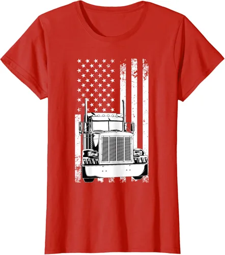 Vista 91 de Camión conductor bandera americana camionero vintage hombres mujeres regalo camiseta