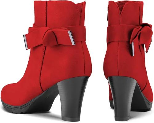 Vista 6 de mysoft Botines para mujer con tacón, tacón grueso apilado y cremallera botines para mujer