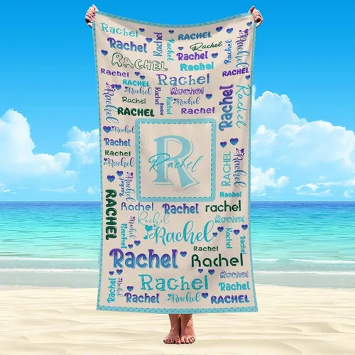 Vista 26 de Artsadd Toalla de playa personalizada para adultos, manta de playa personalizada de baloncesto con nombre inicial como regalo de fiesta para viajes