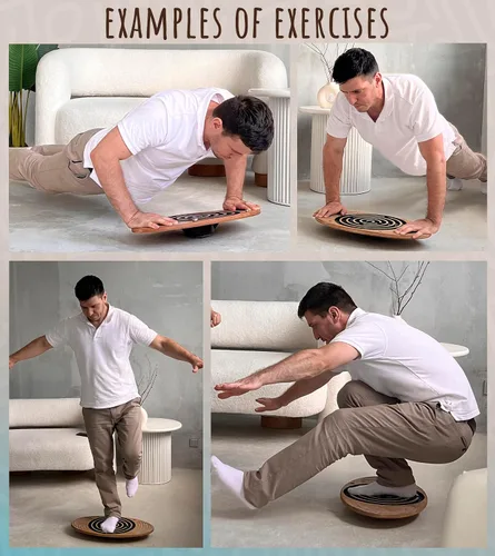 Vista 9 de Tabla de equilibrio de madera con laberinto laberinto de 23 x 14 pulgadas – Entrenador de fuerza y coordinación para terapia física, fitness