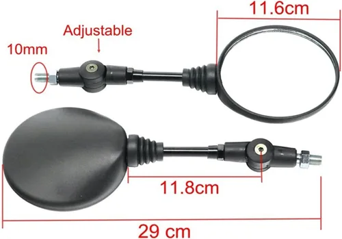 Vista 2 de Espejos laterales de motocicleta Espejo lateral de moto Espejo retrovisor 0.315 in 0.394 in Negro Universal Plegable Motocicleta Retrovisor Espejos