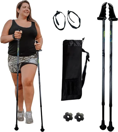 Vista 15 de York Nordic Bastones de senderismo motivadores grandes y altos para equilibrio y rehabilitación, 2 piezas, fuertes bloqueos de botón, patas de goma