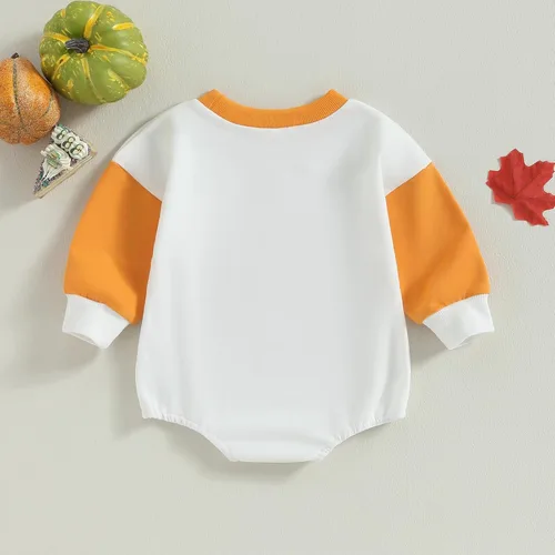 Vista 107 de Ropa de Halloween para bebé niña, sudadera con estampado de calabaza, mameluco de burbujas, lindo traje de Acción de Gracias de otoño