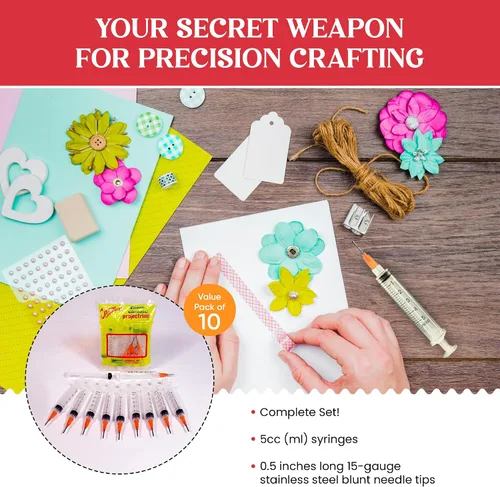 Vista 3 de Creative Hobbies Jeringa aplicadora de pegamento para diamantes de imitación de parte trasera plana y manualidades de pasatiempos, 0.2 fl oz