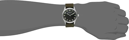 Vista 3 de Stuhrling Original 741SET01 Reloj Aviator de acero inoxidable con bandas intercambiables de lona