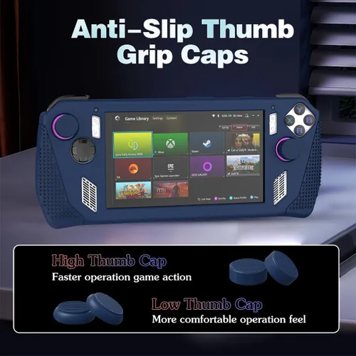 Vista 6 de Funda protectora para Rog Ally Stand, protector de accesorios de silicona, cubierta suave con 2 pares de tapas de agarre para el pulgar, soporte
