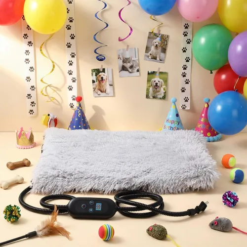Vista 7 de Almohadilla térmica para gatos y perros, cama gruesa y calmante antiansiedad para cachorros, cama antideslizante de piel sintética de felpa