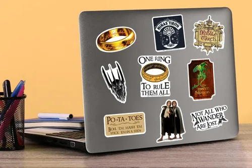 Vista 5 de The Lord of The Rings - Paquete variado de 50 calcomanías de vinilo grandes de lujo, diseños oficiales de la Tierra Media - Gandalf, Frodo, un