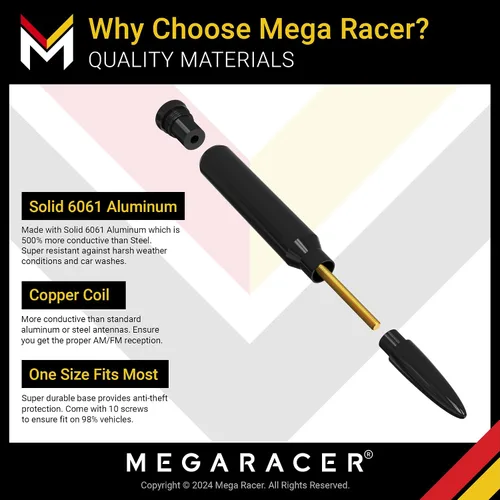 Vista 4 de Antena universal de 50 Cal Bullet para antena de camión Antena para Carro Reemplazo de automóvil Ford F150 Ram 1500 Silverado y más Corto 5.5