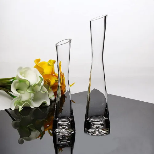 Vista 8 de Florero pequeño de 7.9 in, alto, delgado, cuello estrecho, jarrones de cristal transparentes, mini boca, jarrones de tallo único para decoración