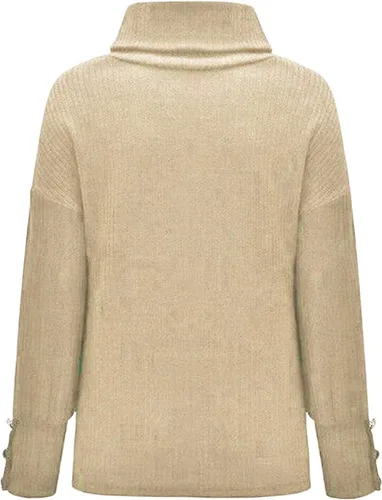 Vista 2 de Suéteres de gran tamaño con cuello redondo para mujer, ropa de moda 2023, manga larga globo, suéter suave tipo túnica