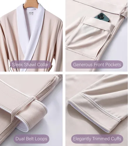 Vista 7 de Plush Necessities Bata de spa de lujo - Microfibra con forro de rizo de algodón