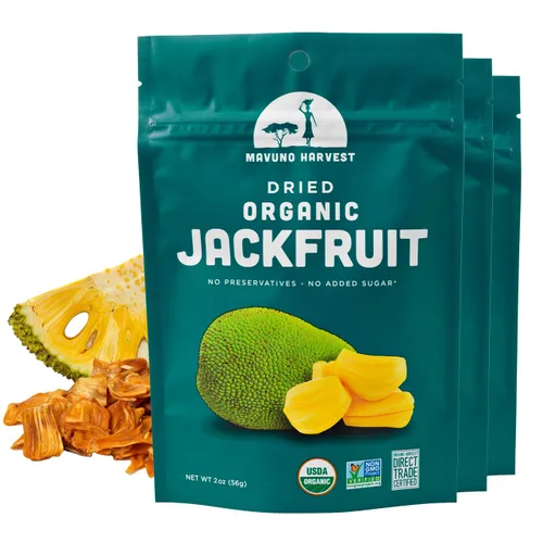 Vista 14 de Mavuno Harvest Paquete variado de frutas secas orgánicas, mango seco, papaya, piña, plátano, yaca y mezcla tropical, saludable, vegano, sin azúcar