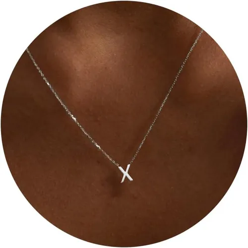 Vista 49 de Collares con iniciales para mujer, delicado collar de letra plateada con nombre personalizado con monograma, collar simple y lindo con inicial