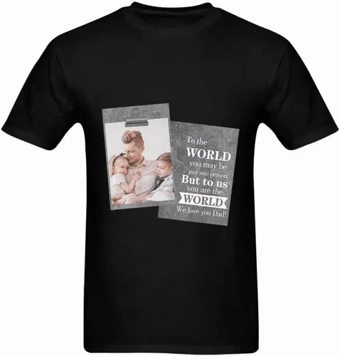 Vista 2 de Enjoyyjl Camiseta de manga corta personalizada para hombre con foto o texto, camiseta de manga corta para aniversario