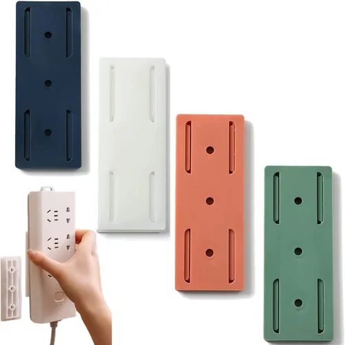 Vista 11 de Fijador de Enchufe de Escritorio Autoadhesivo, Soporte de Enchufe Adhesivo Sin Perforaciones Organizador de Cables Protector de Sobretensiones Sin