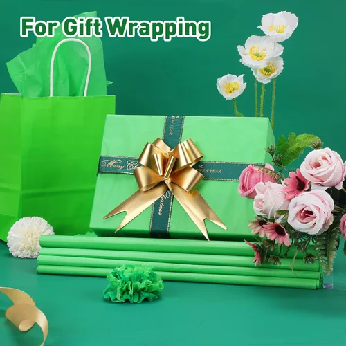Vista 3 de TUXIYA 200 hojas de papel de seda verde para bolsas de regalo, 14 x 20 pulgadas, papel de seda verde a granel para envoltura de regalo, relleno