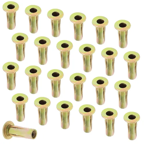 Vista 2 de 25 piezas de insertos roscados pre-bulbados de tuerca remachadora de agarre múltiple, 1/4-20 Nutsert, insertos de sujetadores de acero al carbono
