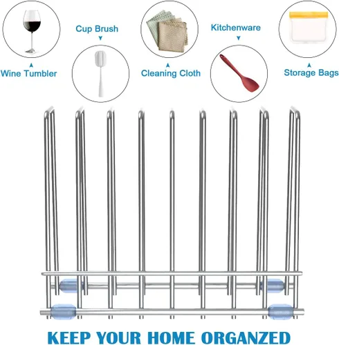 Vista 3 de IDEATECH Paquete de 2 bolsas de almacenamiento reutilizables, estante de secado para bolsas de alimentos, sándwich/aperitivos, soporte inoxidable