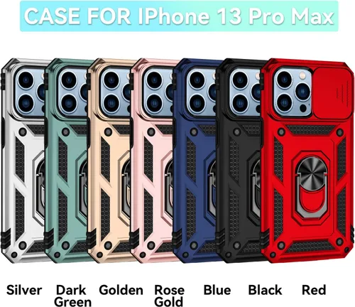 Vista 6 de Funda magnética compatible con iPhone 13 Pro Max de 6.7 pulgadas, funda magnética para iPhone 13 Pro Max con cubierta de cámara y soporte de grado